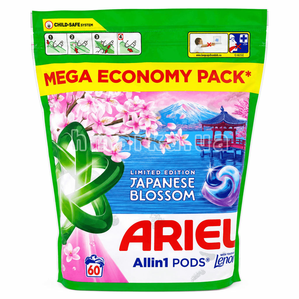 Універсальні капсули для прання Ariel All in 1 з Lenor Японські квіти, 60 шт, 1 шт.